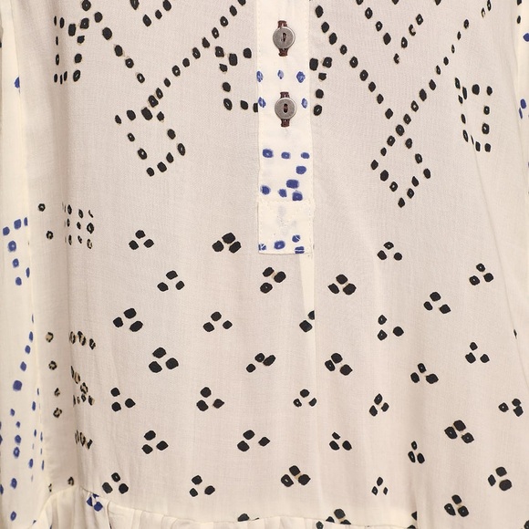 Free People Shibori Ivory Print Long Sleeve Button-Up Tunic Size Large - Picture 5 of 5